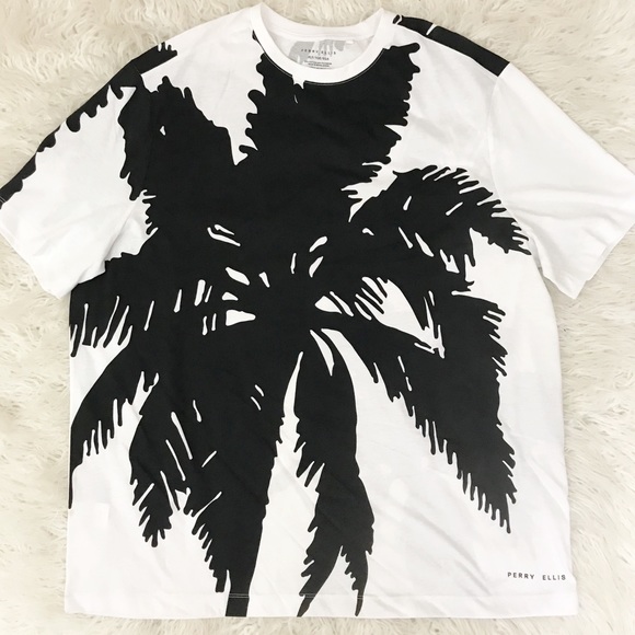 Perry Ellis black and white printed t-shirt XLT - Picture 2 of 4
